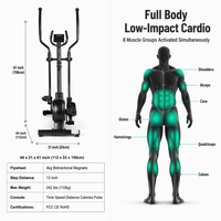 Vélo elliptique de fitness cardio commercial et domestique, avec volant d'inertie magnétique de 4 kg, cadre en acier, certifié CE ROHS, vente en gros OEM