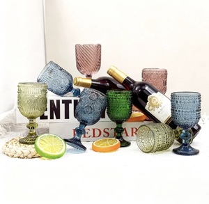 Precio de fábrica Venta al por mayor Stock Barato Boda Vintage Azul Ámbar Agua Copas de vino Cristalería de colores Copas verdes Copa de champán - Product Image 6