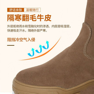 Bottes d'hiver pour hommes, en cuir épais, doublées de fourrure, à talon moyen, chaudes et isolées pour le temps froid - Product Image 1