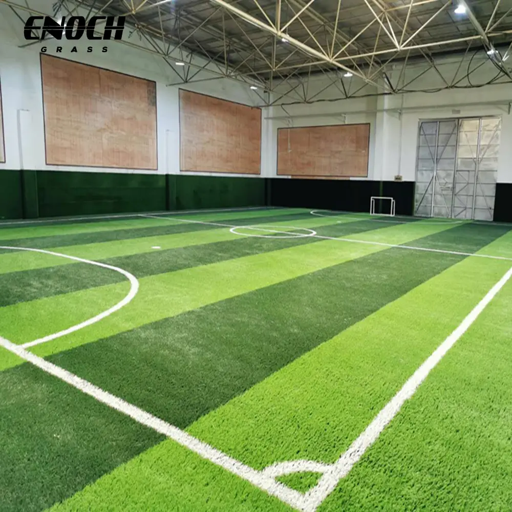 Tapis synthétique de pelouse haute densité ENOCH, gazon artificiel, vert clair et vert foncé, pour le football