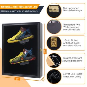 Vitrina Exhibidora de Zapatos con Cerradura, en Madera Negra, para 2 Pares, con Puerta de Acrílico y Acabado Mate, Gran Venta - Product Image 2