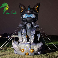 Ballon publicitaire gonflable personnalisé Hongyi 2026 en bâche PVC, avec logo LED et motif chat LED