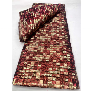 Nueva Tela <span class=keywords><strong>de</strong></span> Encaje Jacquard Brocado <span class=keywords><strong>de</strong></span> Alta Calidad en Oferta, 5 Yardas, Poliéster/Algodón Ecológico, Vestido <span class=keywords><strong>de</strong></span> <span class=keywords><strong>Fiesta</strong></span> Nigeriano para Mujer - Product Image 2