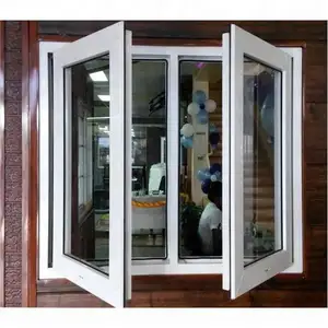 Rüzgar geçirmez kasırga darbe cam pencereler UPVC pencere çerçevesi vinil kanatlı çift camlı PVC pencere