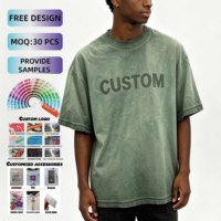 Camiseta de Algodón 100% para Hombre, Corte Regular, Estilo Vintage, Lavado Ácido, Impresión Digital, con Logotipo Personalizado