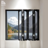 Fenêtre pliante horizontale en alliage d'aluminium de Chine, double vitrage, verre trempé, insonorisée, coupe-vent, pour cuisine