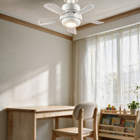 Ventilador de Techo Moderno Blanco ODM/OEM con Luz LED Cálida de 5 Aspas, Montaje Empotrado Tipo Cuenco, Doble Tamaño D400 D520 para Dormitorio