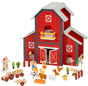 Children's Educational Wooden <b>Building</b> <b>Block</b> Construction Game Imaginary Farm Role-Playing Daily Life Simulation Fun - Product Image 1