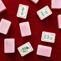 Tuiles de Mahjong Américaines en Opale Rose de Luxe, Ensemble de 160 Tuiles, Artisanat en Acrylique Premium, Collection Héritage Chinois pour les Vacances