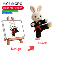 Peluche personnalisée CE EN71, jouet en peluche unisexe, petite peluche OEM/ODM, design uniforme de Taekwondo brodé, fourrure longue, anti-stress