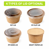 Bol à salade jetable en papier kraft 1100 ml, large, biodégradable, écologique, avec couvercle, pour bar à salades, restauration