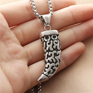 yunnique Stainless Steel Tiger Fang Pendant Men's Retro Geometric Necklace Animal Shape Fashion Jewelry 190202 - Product Image 3