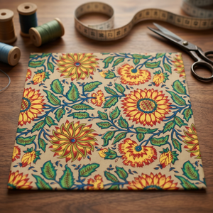 ผ้าม่าน ผ้าปูที่นอน ผ้าตกแต่งบ้าน ทำจากผ้าฝ้ายเนื้อนุ่ม 150gsm ป้องกันไฟฟ้าสถิตย์ พิมพ์ลายด้วยมือแบบอินเดีย ยี่ห้อ Surajmukhi Gud - Product Image 2