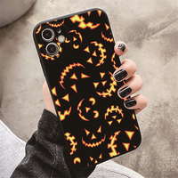 Coque de téléphone de luxe Halloween Chauve-Souris Citrouille Mat TPU Antichoc Premium Impression pour iPhone 14 Pro Max 16Pro 8Plus
