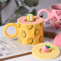 Tasse à thé de bureau en porcelaine avec logo personnalisé, motif de fruits mignons, résistante au lave-vaisselle et au micro-ondes