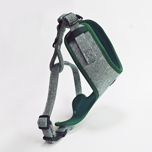 럭셔리 개 하네스 칼라 가죽 끈 세트 소프트 코듀로이 패딩 나일론 맞춤형 로고 고양이 개를위한 유행 스카프 똥 포함 - Product Image 5