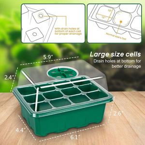 Lot de 10 plateaux de semis en plastique PP à 6/12 alvéoles avec couvercle transparent, écologiques, pour la culture intérieure et la <span class=keywords><strong>gestion</strong></span> centralisée - Product Image 6