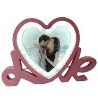 Cadre photo LED en plastique en forme de cœur, miroir magique, vierge pour sublimation, pour décoration intérieure