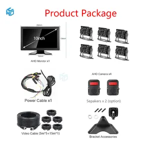 HD 10.1 Inch 6CH Car Truck Bus Split Screen Rear View Monitor Car Security Built-in Dvr Car Recording LCD Monitor Camera