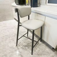 Chaise de bar en cuir moderne Tabouret haut avec dossier pour îlot de cuisine Café Salon-Mobilier commercial confortable