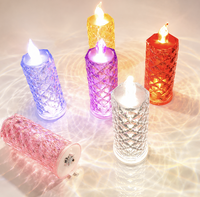 Bougie LED en acrylique cristallin à rayures géométriques, lumière de bougie à réfraction, incassable, sans flamme, lampe décorative de vacances