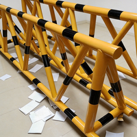 Barrera de Aislamiento Escolar Amarilla y Negra Personalizable, Barrera de Seguridad Portátil, Bloqueador de Carreteras Plegable, Bolardo de Acero