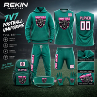 Ensemble complet d'uniformes personnalisés pour équipe 7v7, design personnalisé, noms et numéros, uniformes 100% polyester, sac de survêtement, commandes en gros