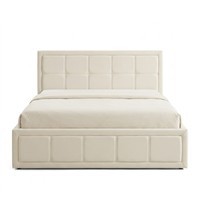 Modernes Soft-Bed-Design Smart Queen-Boxspringbettgestell Leinen-Polsterung Kieferholz Langlebig Grau Komfortabel Funktional 3-5 Jahre