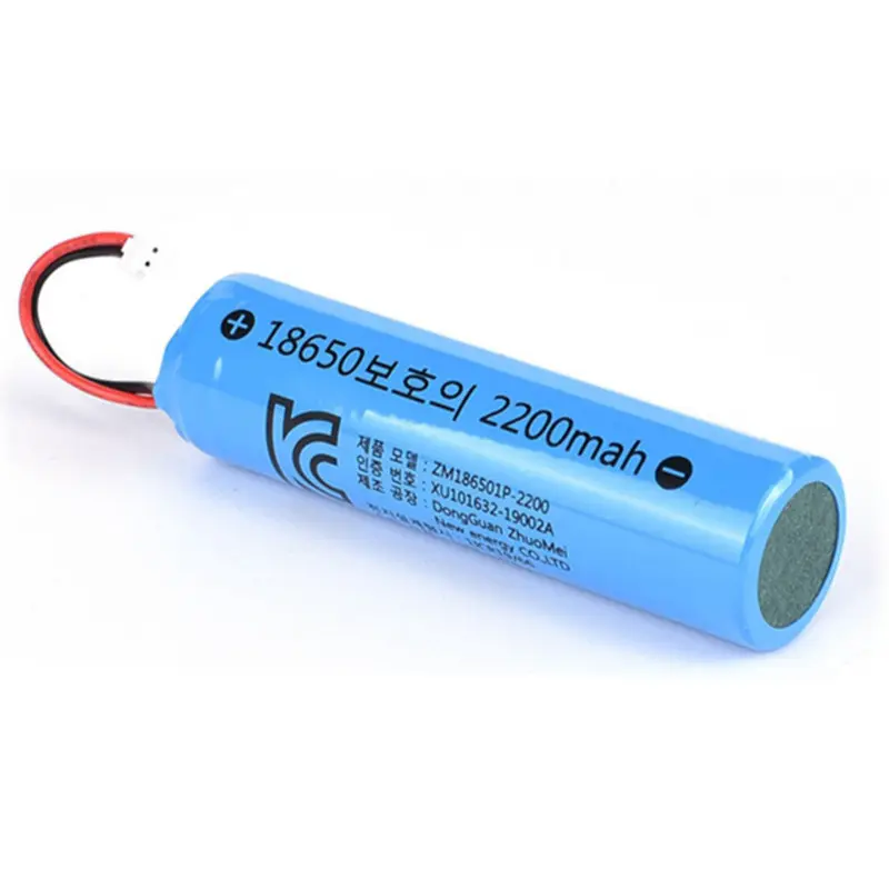 한국 KC 인증 플러스 보호 보드 연결 라인 18650 리튬 배터리 2200 mAh 3.7v 리튬 이온 충전식 2200 mAh