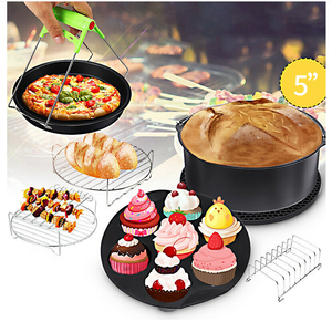 8-Inch 8-Piece Stainless Steel Accessory Kit for Household Use Includes Deep Double Grill Pizza Dish <strong>Air</strong> <strong>Fryer</strong> Cake <strong>Basket</strong> - Product Image 2