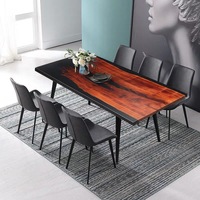 Table en résine époxy 6ft * 3ft avec dalle d'arbre de pluie séchée au four jambes d'épingle à cheveux Mini commande 1 pièce