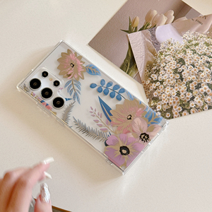 Tùy chỉnh thiết kế minh bạch cao IMD hai lớp TPU 3D in hoa lá vàng trường hợp điện thoại cho Iphone 15 Promax Samsung S24 siêu - Product Image 5