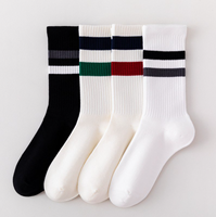 Chaussettes unisexe mi-mollet en coton à rayures, style décontracté et sportif, grande taille, rétro, mignonnes, pour étudiants, athlétiques, cyclisme, extérieur, streetwear, ODM