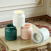 Pot à bougie aromatique rond en céramique fait main de style nordique, 230 ml, décoratif pour la maison, couleur personnalisable, vide