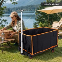 Chariot de camping pliable 3 en 1, chariot utilitaire, capacité 80 kg, pliable et repliable avec poignée télescopique pour utilisation en extérieur
