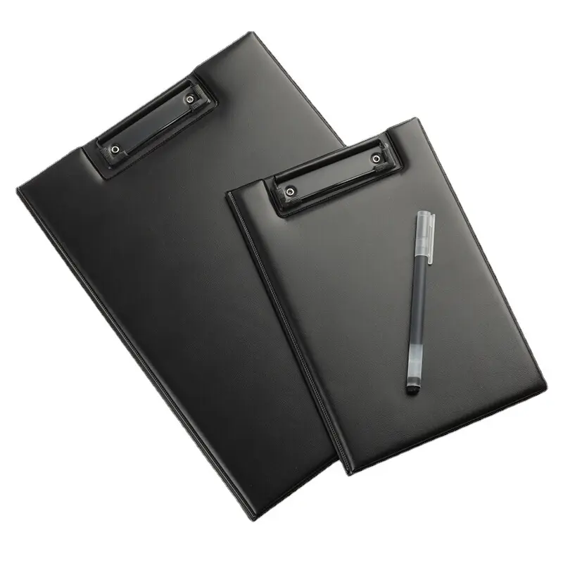 Personalized Handcrafted Leather Clipboard Portfolio Document Pad Business Resume Presentation Folder for (Custom, Black)