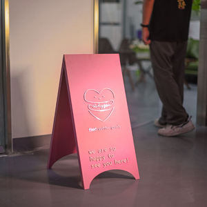 Tùy Chỉnh Có Thể Gập Lại Xách Tay Thép Không Gỉ Men Nướng Sơn Hiển Thị Kệ Đứng Cafe Dấu Hiệu 3D <span class=keywords><strong>Acrylic</strong></span> Chữ - Product Image 6