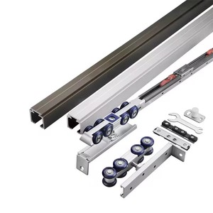 Rail de porte coulissante en alliage d'aluminium robuste et silencieux pour portes en bois massif encadrées avec rails latéraux - Product Image 3