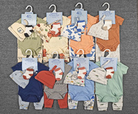 Vêtements pour bébés nouveau-nés en gros, ensembles d'été 4 pièces pour bébés filles et garçons de 6 mois, motifs animaux/floraux, manches courtes