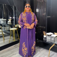 Ensemble deux pièces transfrontalier pour femmes de grande taille Costume musulman à la mode Abaya africaine Robe du Moyen-Orient Robe Cardigan Robe
