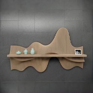 Étagère murale en bois ML-WD040, forme ondulée sculpturale, pour salon, bureau, hôtel, décoration artistique - Product Image 4