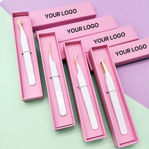 Rose Pink Diamond Grip Wimpern pinzette Pink Box Verpackung Isolation Private Label Faser spitze Volumen Wimpern pinzette - Product Image 2