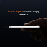 Nouvelle conception, batterie externe portable ultra-fine de 7 mm, charge rapide, 5000 mAh, banques d'alimentation magnétiques sans fil