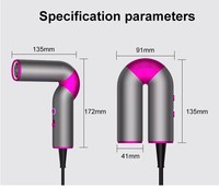 Sèche-cheveux mini pliable à double tension, à moteur BLDC sans balais, ionique et haute vitesse, avec buse concentrateur magnétique pour camping-car et utilisation en extérieur