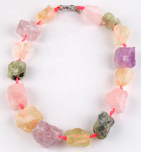 قلادة نسائية بوهو ، قلادة جذابة ، قلادة كبيرة مكتنزة طبيعية غير منتظمة ، قلادة ضيقة معقودة - Product Image 2