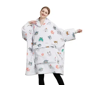 Custom Print Sublimation Hoodie Blanket Oversized Sweatshirt Wearable Hoodie TV Blanket 1 Size Or Customized