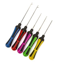 Kit de perçage de langue 5 pièces en acier à haute teneur en carbone de style européen avec poignées antidérapantes, aiguilles à enfiler, à tirer et à nouer, fabriqué en Chine