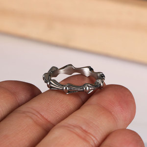 Japanese Korean Style Titanium Steel <b>Ring</b> Geometric Skull Design Women's Fashion <b>Ring</b> SA354 - Product Image 4