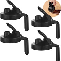 Couvercle à vis noir de 86 mm avec poignée pour bocal Mason à large ouverture, bouchon en plastique PP avec bec verseur, non rechargeable, sans BPA