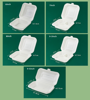 Boîte à lunch jetable biodégradable en amidon de maïs, conteneur alimentaire en plastique à clapet en amidon de maïs pour plats à emporter